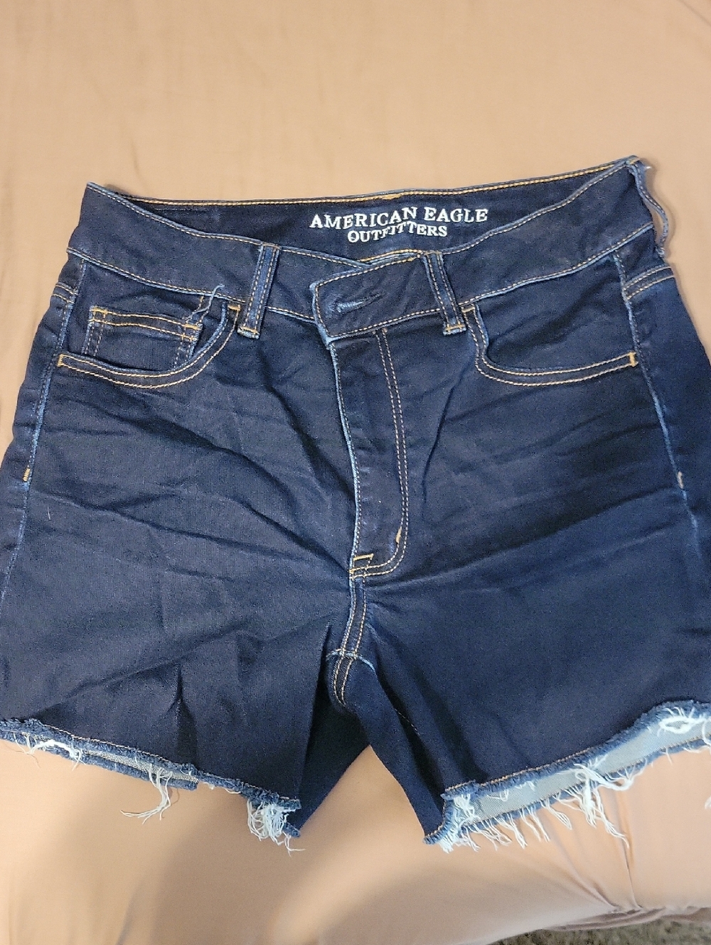American Eagle Outfitters Dark Indigo High-Rise Denim Cutoff Shorts